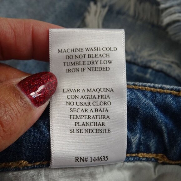 KanCan Estilo Distressed Ripped Denim Cut Off Shorts Women Size S Raw Hem - Picture 6 of 10